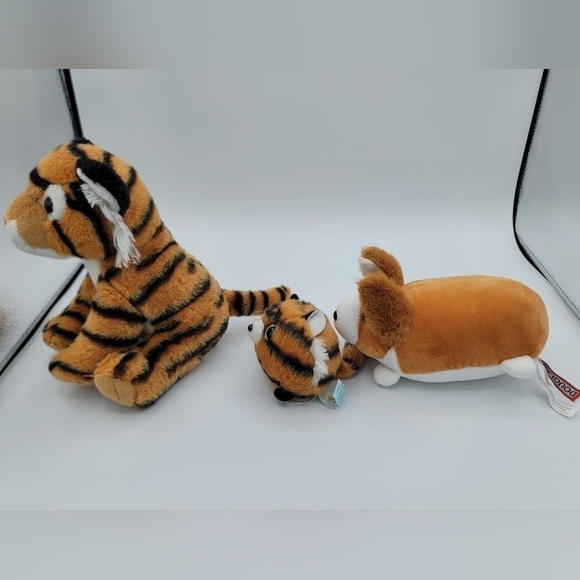 Stuffed Animal Trio Tigers & Douglas Corgi Stuffies Soft Toy #800 - Picture 5 of 15